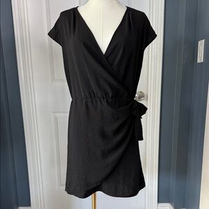 Leith Black Mini Wrap Dress